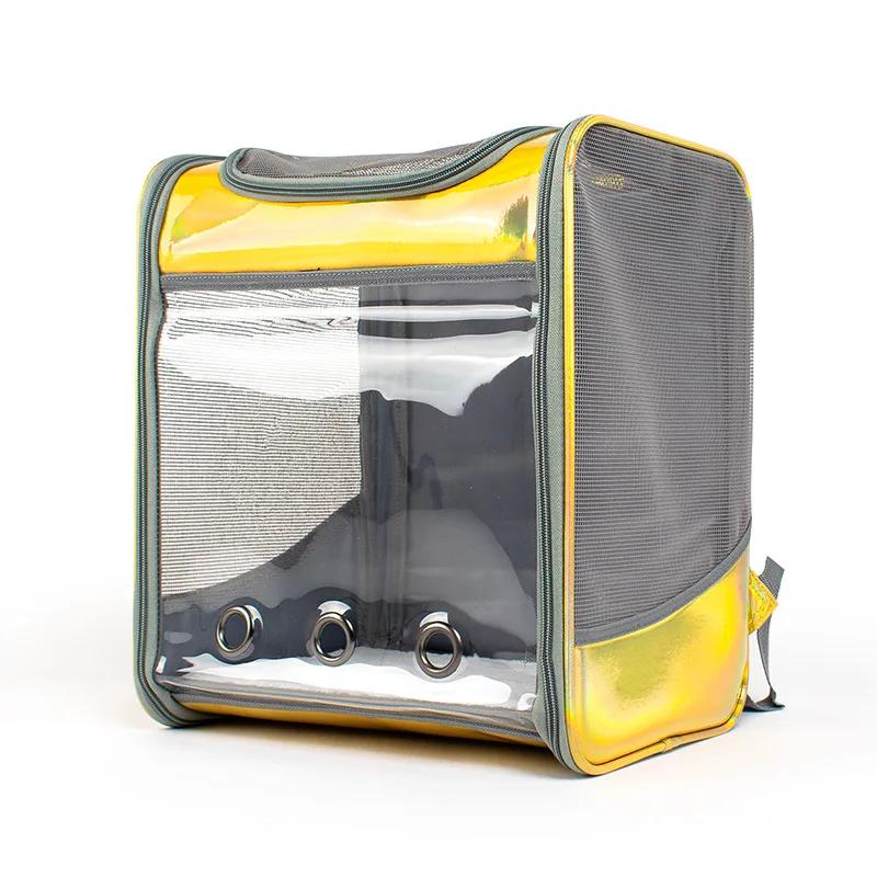 Pet cat carrier mochila viagem respirável ao ar livre bolsa de ombro para cães pequenos portátil transparente transportando suprimentos para animais estimação a laser - Image 1