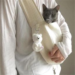 Handmade Canvas Travel Bag para Animais de Estimação, Único Shoulder Cat Bag, Gatinho Transportadora, Estilingue Respirável, Comfort Tote, Ao Ar Livre, Cão - Image 2