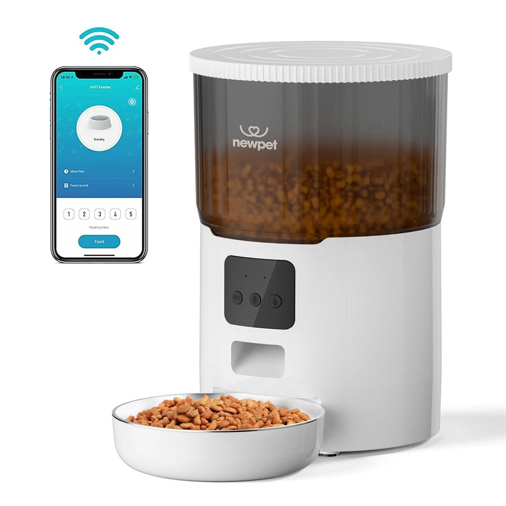 Newpet Alimentador temporizado para gatos 4L Alimentador para gatos com APP inteligente Refeição em aço inoxidável Alimentador remoto de ração para animais de estimação Dispensador automático adequado para cães e gatos - Image 1