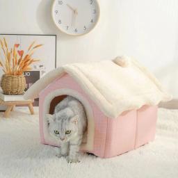 Soft Enclosed Pet Bed, Deep Sleep House, almofada removível, barraca para gatinhos, cachorro, cama, cachorro, gato, inverno, suprimentos - Image 5