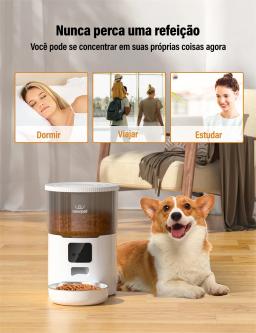 Newpet Alimentador temporizado para gatos 4L Alimentador para gatos com APP inteligente Refeição em aço inoxidável Alimentador remoto de ração para animais de estimação Dispensador automático adequado para cães e gatos - Image 2
