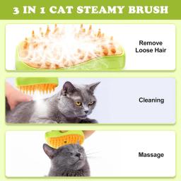 Escova a vapor para cão e gato, pente de massagem 3 em 1, spray elétrico, pet grooming, silicone macio, para tirar o cabelo - Image 2