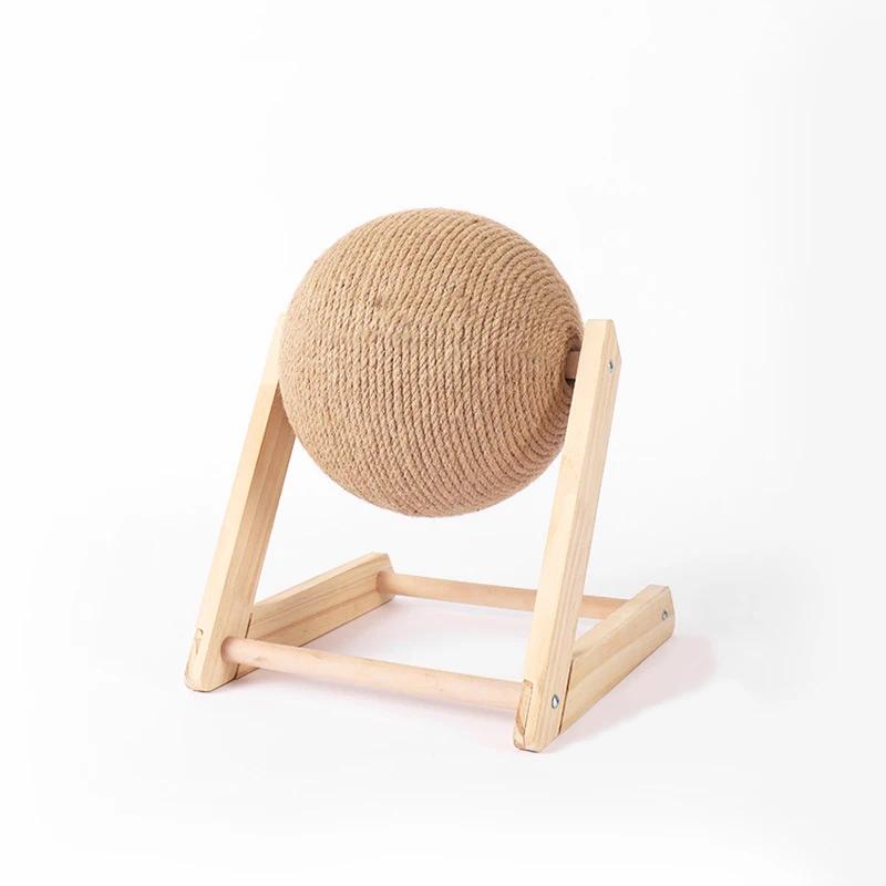Gato arranhando bola brinquedos, sisal e madeira, triângulo estável, material interno, arranhão resistente, arranhão legal na rotação do carrinho - Image 1