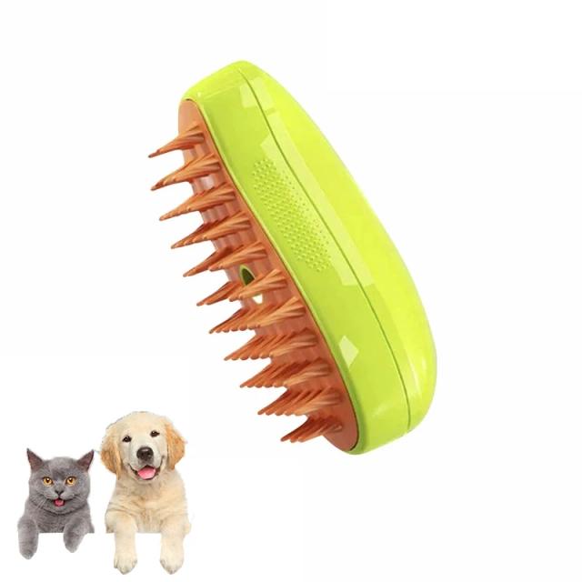 Escova de Cabelo a Vapor 3 em 1 para Animais de Estimação: Massageador Elétrico para Cães e Gatos com Spray e Pentes Depiladores