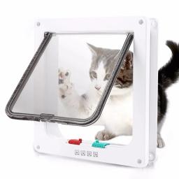 Porta Flap com 4 vias de trava de segurança para cães e gatos, plástico ABS, pequeno pet gate kit porta gatinho - Image 2