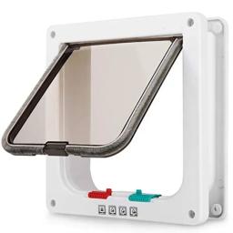 Porta Flap com 4 vias de trava de segurança para cães e gatos, plástico ABS, pequeno pet gate kit porta gatinho - Image 1