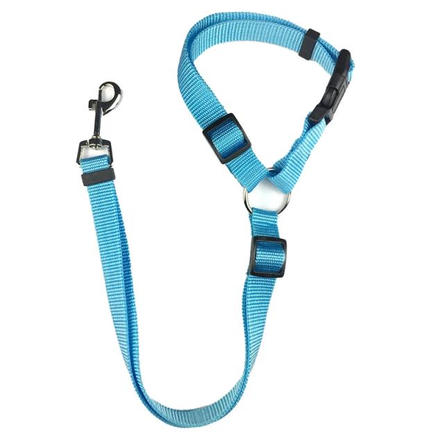 Cinto de Segurança Ajustável para Pets com Arnês Veicular e Clipe de Tração para Cães e Gatos